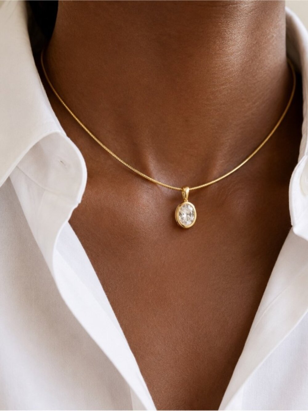 New! Gold Classic Crystal Pendant Necklace